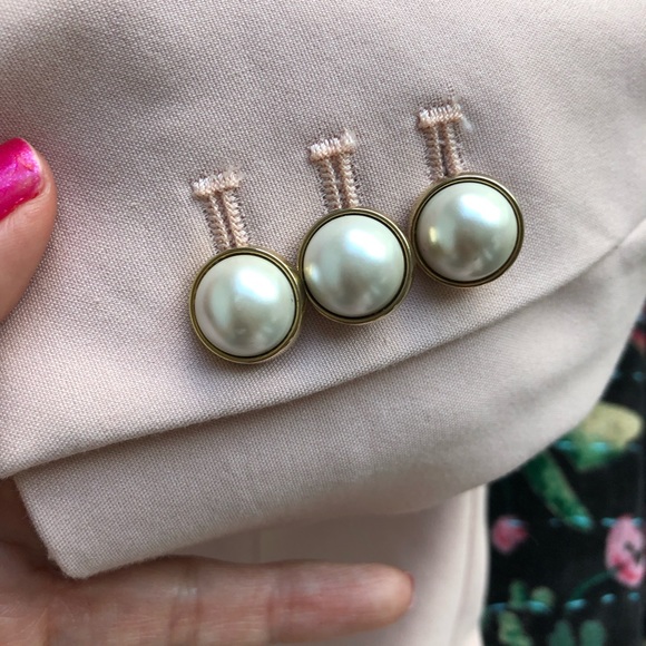 Zara Cold Shoulder Blazer With Faux Pearl Buttons - Picture 8 of 16